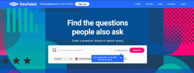 best free keyword research tool also asked.com