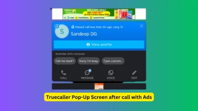 What is Truecaller Pop-Up Screen After Call